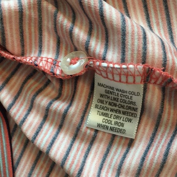 Greg Norman for Tasso Elba Polo Golf Shirt Men's XL Play Dry Salmon Striped - Picture 8 of 12